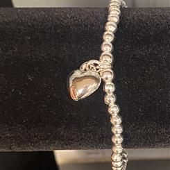 Silver plated solid heart bracelet