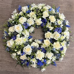 Cream and Blue Wreath